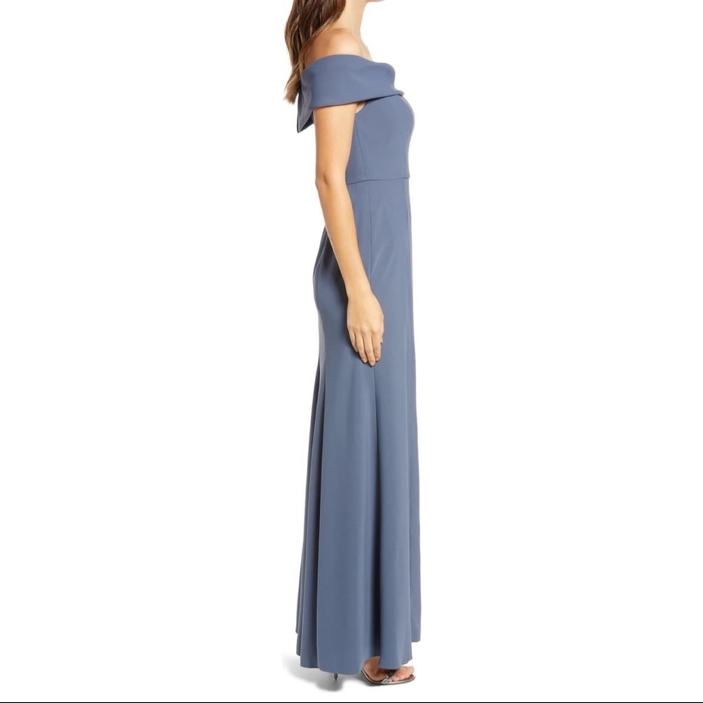 Dessy Collection Off the Shoulder Crepe Gown - Picture 3 of 5